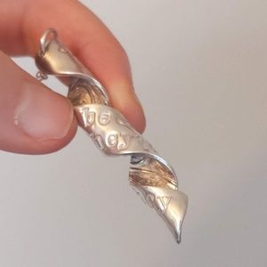 Recycled sterling silver hand-stamped spiral necklace they pronouns